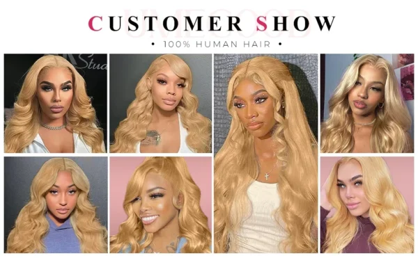 27# Honey Blond Body Wave 13x4 Lace Frontal Human Hair Wigs Brazilian Colored Loose Water Wave 13x6 HD Lace Front Wig For Women - Image 7