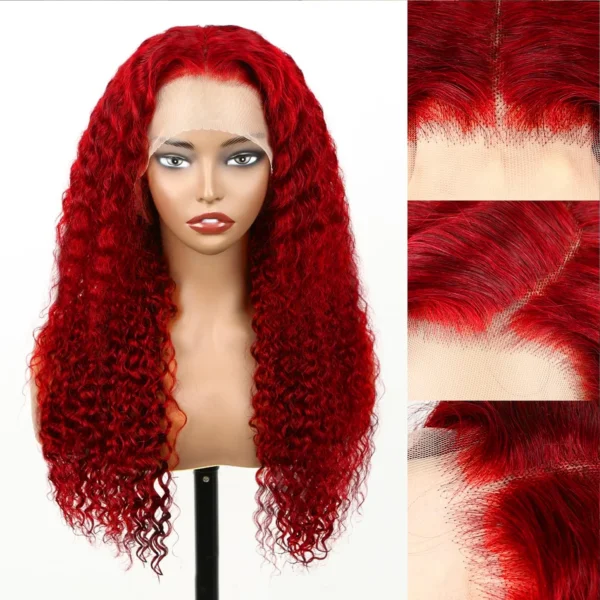 210% Density Red Lace Front Wigs Human Hair Red Deep Wave Lace Front Wigs Human Hair 13x6 Red Transparent Lace Wigs For Women - Image 6