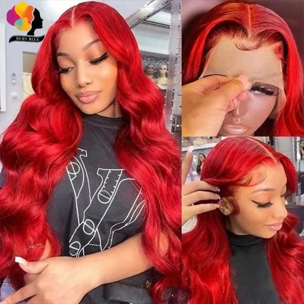 Red Body Wave Glueless 13x4 Lace Front Wig WearGo 13x6 Lace Frontal Wigs Colored 99j Burgundy Human Hair Wigs for Black Women - Image 3