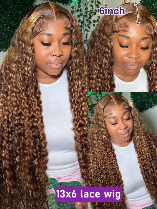 Highlight 13x6 Hd Lace Frontal Wig Human Hair Pre Plucked Deep Wave 30 40 Inch 13x4 Honey Blond Curly Lace Front Wigs Human Hair - Image 4