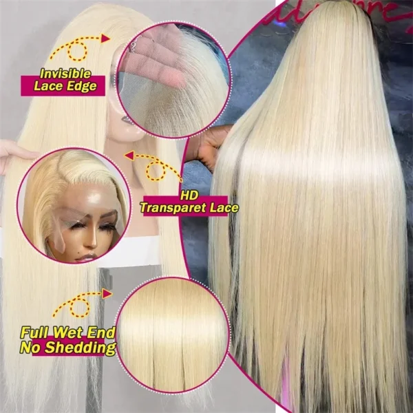 HD Transparent 613 Blonde Straight 13x4 13x6 Lace Front Human Hair Wigs For Women Colored Lace Frontal Wig PrePlucked Brazilian - Image 5