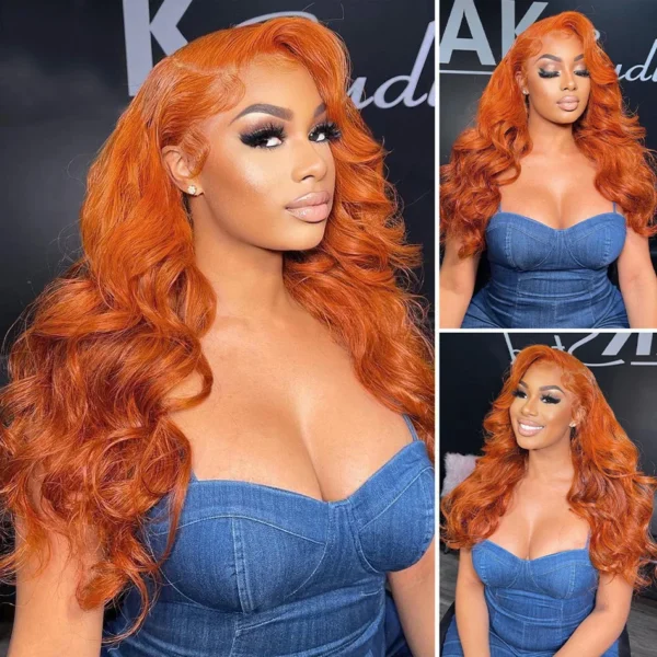Wiggogo Body Wave Orange Ginger Lace Front Wig 100% Human Hair 30 36 Inch 13X6 Hd Lace Frontal Wigs 13X4 Brazilian Colored Wigs - Image 5