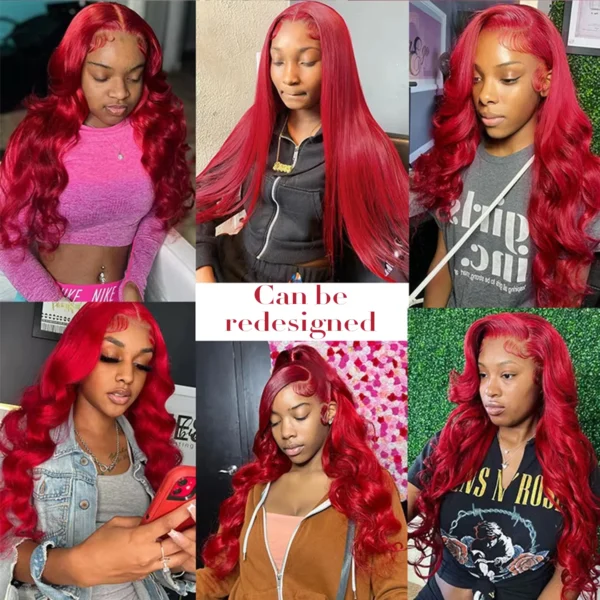 210% Density Red Lace Front Wigs Human Hair Red Deep Wave Lace Front Wigs Human Hair 13x6 Red Transparent Lace Wigs For Women - Image 3