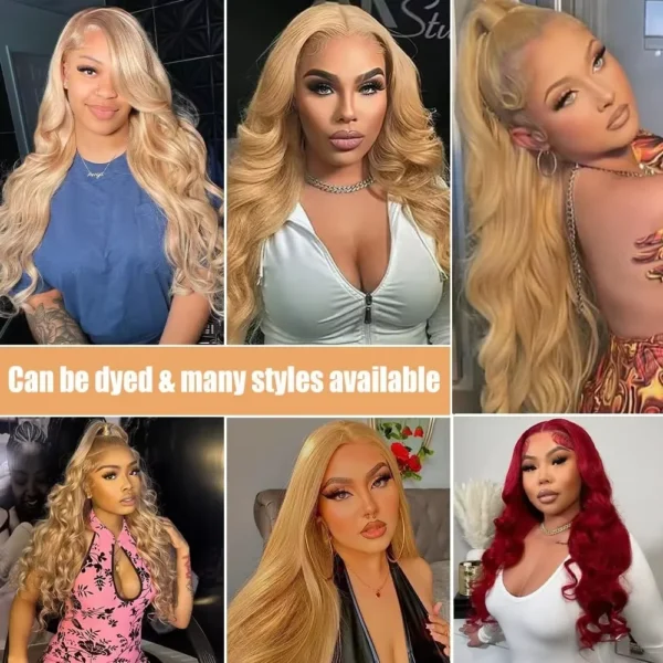 27# Honey Blond Body Wave 13x4 Lace Frontal Human Hair Wigs Brazilian Colored Loose Water Wave 13x6 HD Lace Front Wig For Women - Image 5