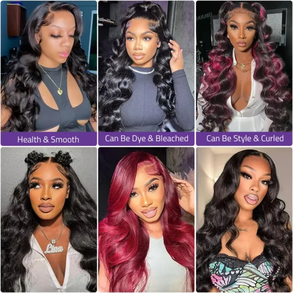 13x6 Natural Color Body Wave HD Lace Transparent Front Wig 30 36 Inch 180 Density Human Hair Lace Frontal Wigs For Women - Image 3