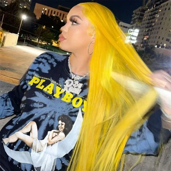 250 Density Yellow Wigs Colored 13x6 HD Transparent Lace Frontal Wig Brazilian Lace Front Remy Human Hair Wigs For Black Women - Image 14