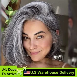 Silver Grey Colored Bob Wigs Human Hair Short Bob Wig Brazilian Lace Front Human Hair Wigs 5x5 HD Transparent Lace For Women