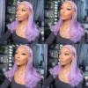 13x6 Purple Lace Front Human Hair Wig 613 Blonde Long Straight Brazilian Remy Pre-Plucked Lavender Colored Wig for Women - Image 5