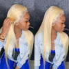 13x6 Purple Lace Front Human Hair Wig 613 Blonde Long Straight Brazilian Remy Pre-Plucked Lavender Colored Wig for Women - Image 11