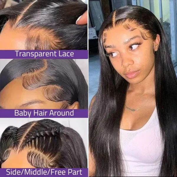 38 Inch Bone Straight 13x6  Lace Front Human Hair Wigs Brazilian HD 360 Lace Front Human Hair Wigs For Women - Image 2