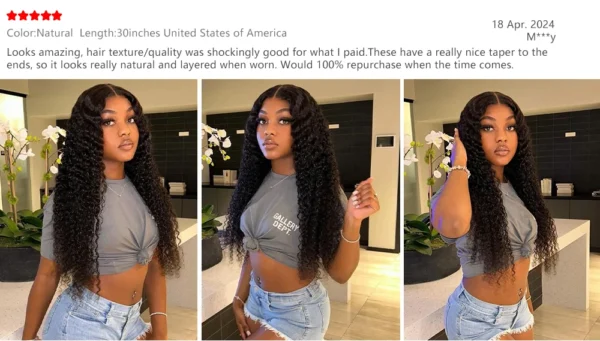 36 40 Inch 100% Human Hair Bundles Curly Bundles Deep Wave Bundles Human Hair Natural Black Color Extensions Remy Brazilian - Image 8