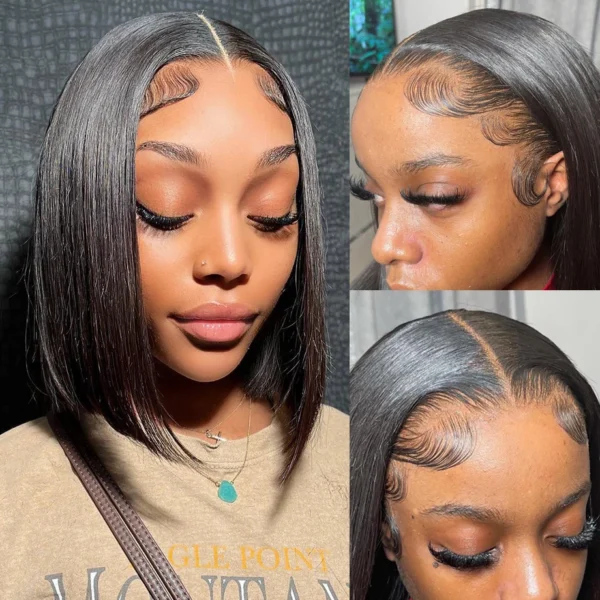 Short Bob Wig Lace Front Human Hair Wigs Bone Straight Lace Front Wigs For Women Brazilian 13x4 Lace Frontal Wig 4x4 Closure Wig - Image 2