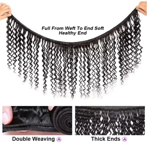 12A Human Hair Bundles Deep Wave 26 28 30 Inch 100%  Unprocessed Brazilian Virgin Hair Weave 3 Bundles Natural Real Human Hair - Image 4