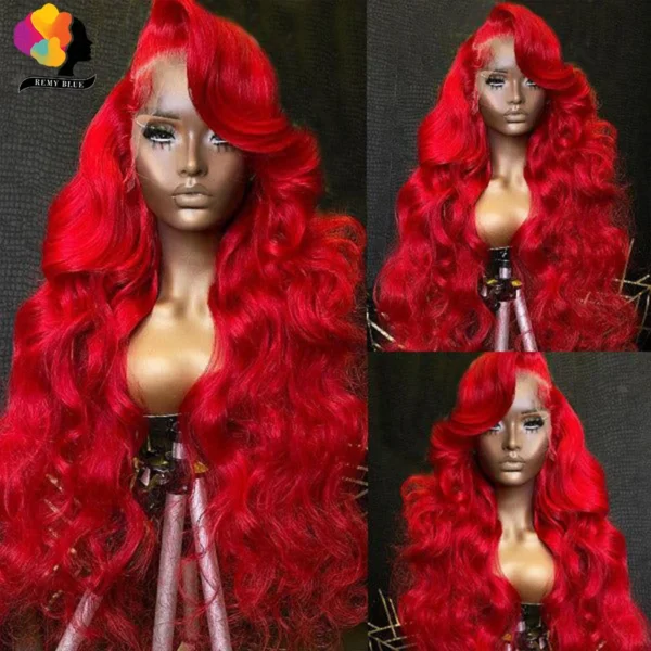 Red Lace Front Human Hair Wig Body Wave 13x6 Lace Frontal Wigs for Black Women Colored 99j Burgundy Human Hair Wigs Pre-Plucked - Image 3