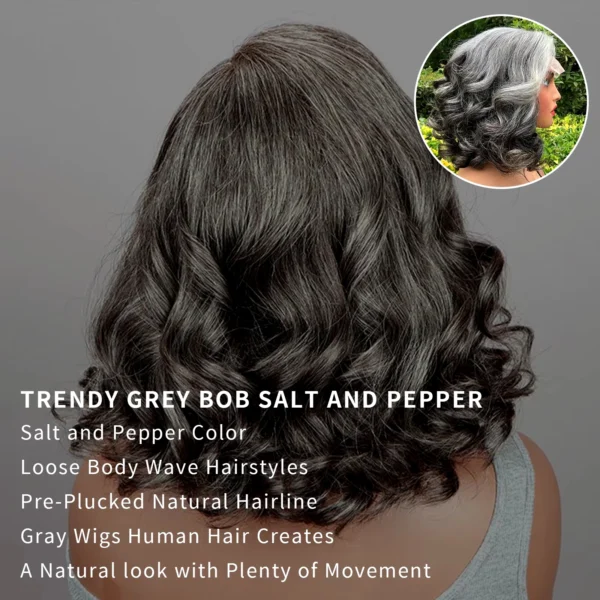 Silver Grey Colored Bob Wigs Human Hair Short Bob Wig Brazilian Lace Front Human Hair Wigs 5x5 HD Transparent Lace For Women - Image 5
