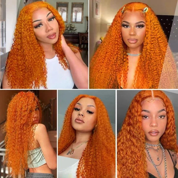 Wiggogo Orange Ginger Lace Front Wig Human Hair 30 Inch Curly Lace Front Human Hair Wig Deep Wave 13X4 13X6 Hd Lace Frontal Wigs - Image 11