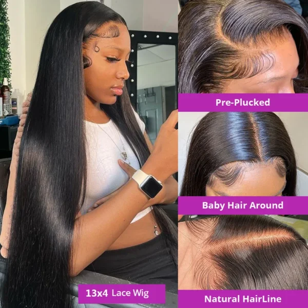 40 50 Inch Bone Straight HD Lace Wig 13x6 Human Hair Brazilian 360 Full Lace Front Wigs For Women 13x4 Human Hair Wig Preplucked - Image 9