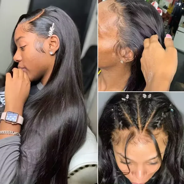 40 48 52 inches 200 Density Straight 13x6 HD Transparent Lace Natural Color Brazilian Human Hair Wig For Women Frontal Lace Wig - Image 3