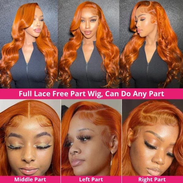 Wiggogo Body Wave Orange Ginger Lace Front Wig 100% Human Hair 30 36 Inch 13X6 Hd Lace Frontal Wigs 13X4 Brazilian Colored Wigs - Image 8