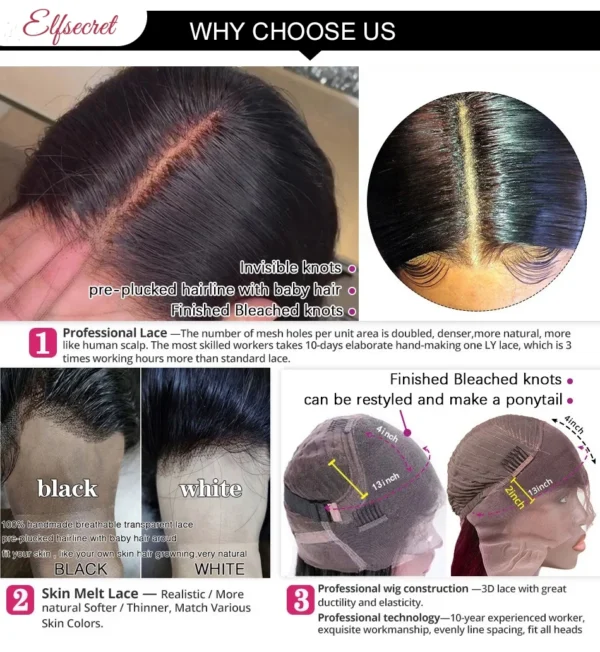 Highlight Ombre 13x4 13x6 Transparent Lace Front Wig Human Hair Pre Plucked Honey Blonde Lace Frontal Wig Brazilian Remy Hair - Image 15
