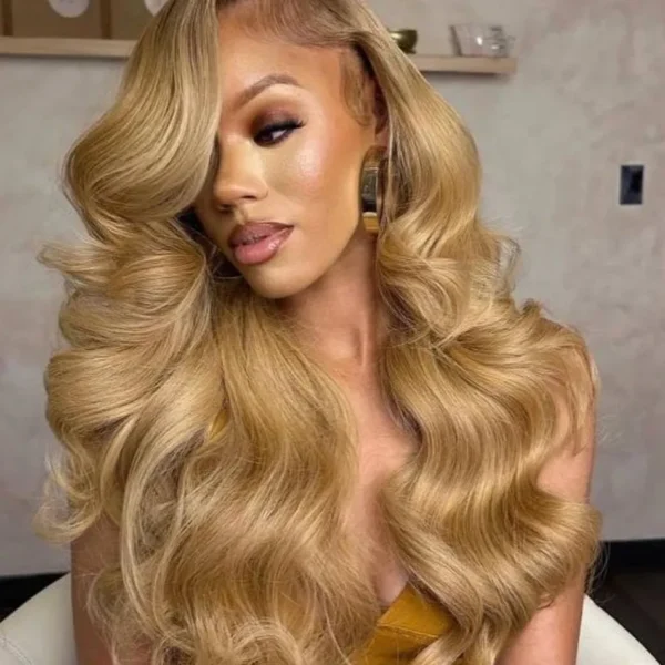 27 Honey Blonde Wig Human Hair 13x6 Hd Lace Frontal Wig 250 Density  Body Wave Lace Front Wig 13x4 Honey Blonde Human Hair Wigs - Image 9