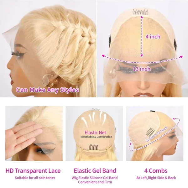 250 Density Yellow Wigs Colored 13x6 HD Transparent Lace Frontal Wig Brazilian Lace Front Remy Human Hair Wigs For Black Women - Image 18