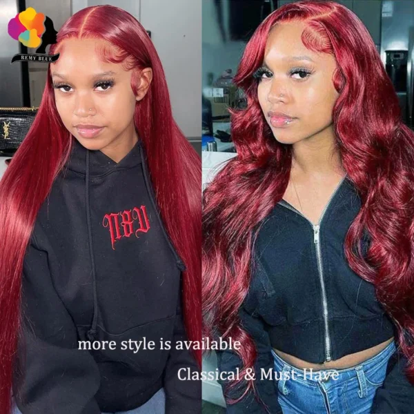Red Body Wave Glueless 13x4 Lace Front Wig WearGo 13x6 Lace Frontal Wigs Colored 99j Burgundy Human Hair Wigs for Black Women - Image 13