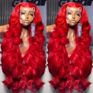 30 40 inch Hot Red 13x6 Hd Lace Frontal wigs Human Hair Wigs Brazilian Red Colored Body Wave 13x4 Lace Front Wig Wig For Women
