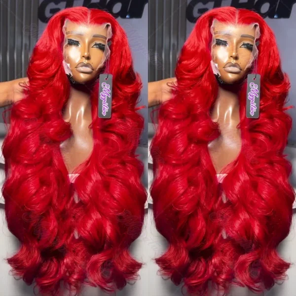 30 40 inch Hot Red 13x6 Hd Lace Frontal wigs Human Hair Wigs Brazilian Red Colored Body Wave 13x4 Lace Front Wig Wig For Women