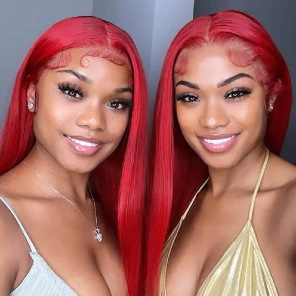 Hot Red 13x6 Hd Lace Frontal Human Hair Wigs Preplucked Burgundy Colored Wigs Human Hair Brazilian 13x4 Lace Front Red Wig - Image 2