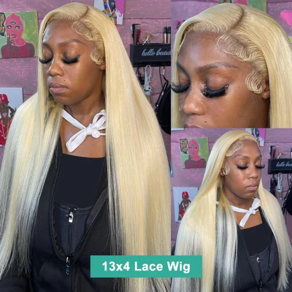 250% 613 Honey Blonde 13x6 HD Transparent Lace Front Human Hair Wigs For Women 34 36 Inch Straight 13x4 Lace Frontal Wig - Image 7