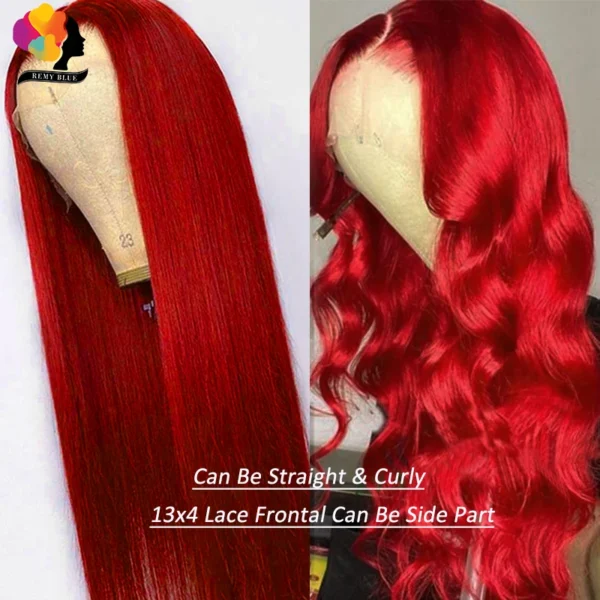 Red Body Wave Glueless 13x4 Lace Front Wig WearGo 13x6 Lace Frontal Wigs Colored 99j Burgundy Human Hair Wigs for Black Women - Image 9