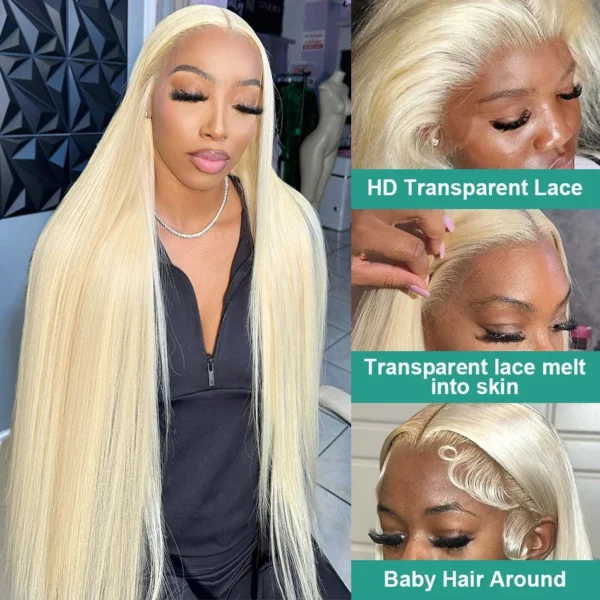 250% 613 Honey Blonde 13x6 HD Transparent Lace Front Human Hair Wigs For Women 34 36 Inch Straight 13x4 Lace Frontal Wig - Image 9