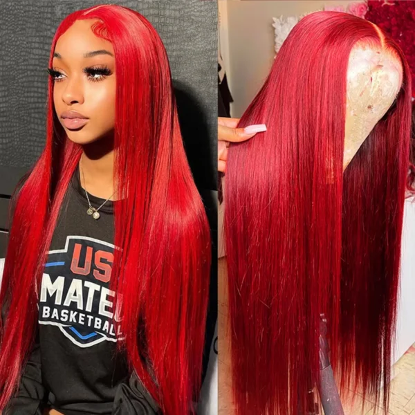 210% Density Red Lace Front Wigs Human Hair Red Deep Wave Lace Front Wigs Human Hair 13x6 Red Transparent Lace Wigs For Women - Image 4