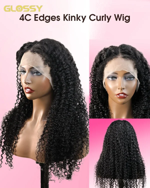 13x6 Hd 250 Density Afro Kinky Curly Wig 100% Human Hair 13x4 4c Edges Frontal Deep Wave Curly Lace Front Wigs For Women on sale - Image 2