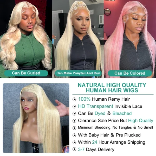 30 40 Inch Straight 613 Honey Blonde 13x6 HD Lace Frontal Wigs 13x4 Transparent Lace Front Human Hair Wig Brazilian Preplucked - Image 11
