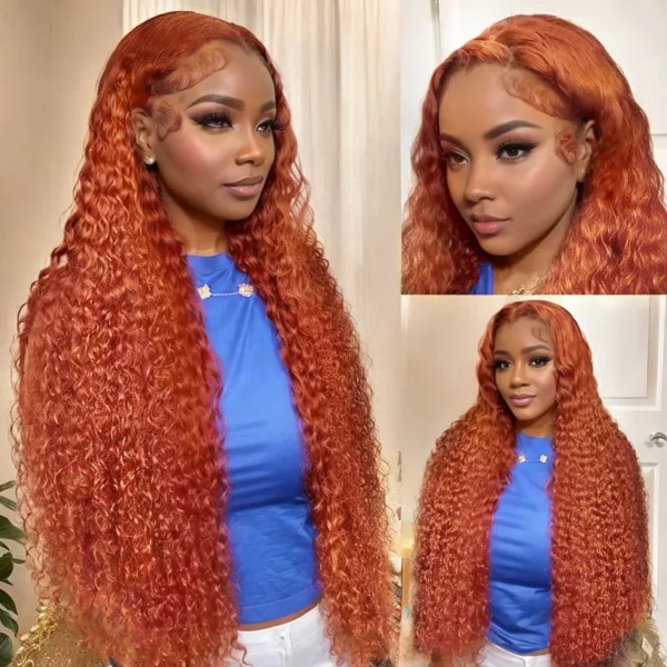 Curly Ginger Human Hair Wigs 13x6 Hd Lace Front Wig Deep Wave 30 Inch High Density Colored 13x4 Lace Frontal Brazilian Choice - Image 15