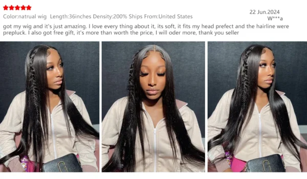 40 48 52 inches 200 Density Straight 13x6 HD Transparent Lace Natural Color Brazilian Human Hair Wig For Women Frontal Lace Wig - Image 8
