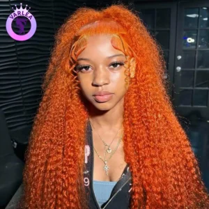 30 inch Ginger Human Hair Wig Deep Wave 13x4 13x6 Hd Lace Frontal Wig 180% Density Orange Ginger Curly Lace Front Wigs For Women