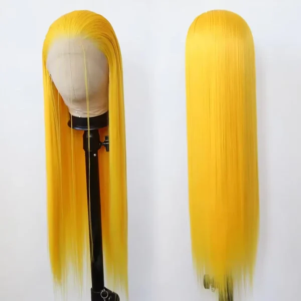 250 Density Yellow Wigs Colored 13x6 HD Transparent Lace Frontal Wig Brazilian Lace Front Remy Human Hair Wigs For Black Women - Image 3