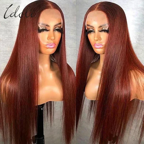 Reddish Brown Lace Front Wigs Human Hair For Black Women 13x4 13X6 Straight Lace Front Wigs Cooper Red Glueless Wigs - Image 3