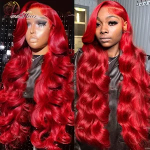13X6 Lace Frontal Human Hair Wigs Red Body Wave Lace Front Wig Human Hair for Women Remy Pre Plucked Burgundy 99J Lace Front Wig
