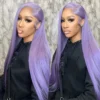 13x6 Purple Lace Front Human Hair Wig 613 Blonde Long Straight Brazilian Remy Pre-Plucked Lavender Colored Wig for Women - Image 7