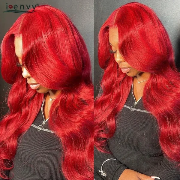 Hot Red 13X6 Lace Front Human Hair Body Wave 30 Inch 99J Burgundy Colored Lace Frontal Wigs Brazilian Curly Wigs For Black Women - Image 13