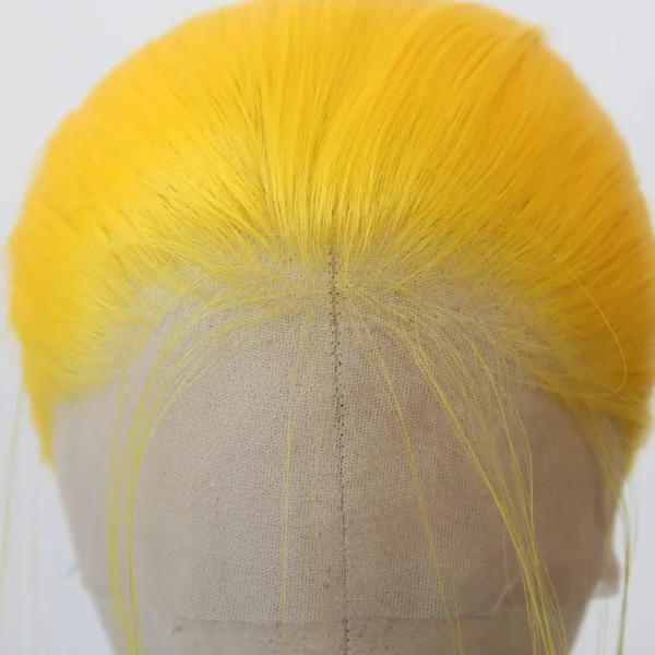 250Density 32inch lace front wig 13x4 Yellow colored human hair wig Brazilian PrePlucked Hair straight human hair wigs For Women - Image 4