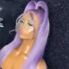 13x6 Purple Lace Front Human Hair Wig 613 Blonde Long Straight Brazilian Remy Pre-Plucked Lavender Colored Wig for Women - Image 4
