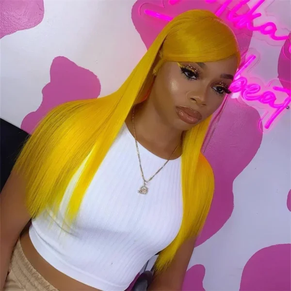 250 Density Yellow Wigs Colored 13x6 HD Transparent Lace Frontal Wig Brazilian Lace Front Remy Human Hair Wigs For Black Women - Image 12