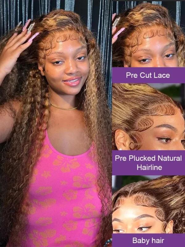 Loose Deep Wave Wig Human Hair Ready To Wear13x4 13x6 Lace Closure Curly Highlight Ombre 4/27 Preplucked Hairline Pre Cut - Image 2