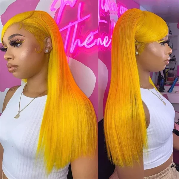 250 Density Yellow Wigs Colored 13x6 HD Transparent Lace Frontal Wig Brazilian Lace Front Remy Human Hair Wigs For Black Women - Image 10