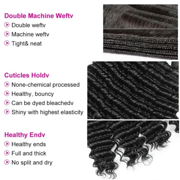 36 40 Inch 100% Human Hair Bundles Curly Bundles Deep Wave Bundles Human Hair Natural Black Color Extensions Remy Brazilian - Image 2